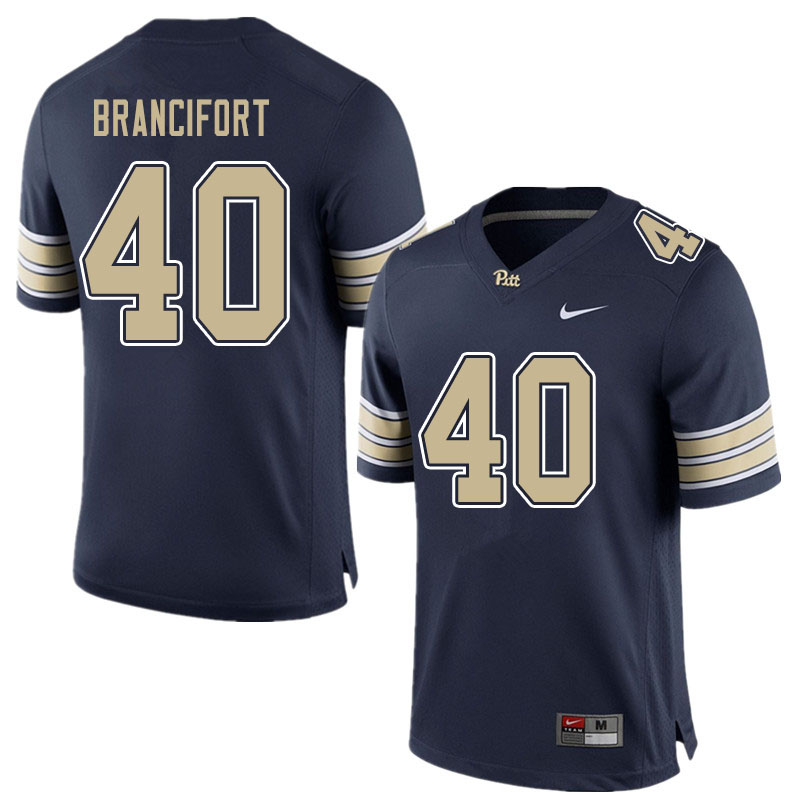 Men #40 Grey Brancifort Pitt Panthers College Football Jerseys Sale-Blue